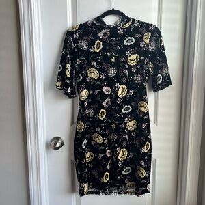 Velvet Black Floral Dress